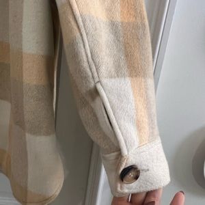 H&M light orange/plaid jacket oversize twill shacket, button up jacket, large